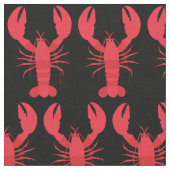 Lobster Print Fabric Black Stoff (Nahaufnahme)