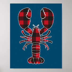 Lobster Red Kariert Buffalo Matching Pajama Family Poster