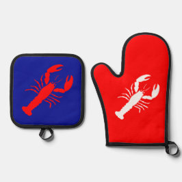 Lobster Red White & Blue 4. Juli 4. Dezember Ofenhandschuh & Topflappen-Set