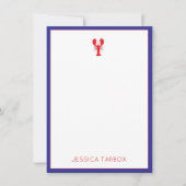 Lobster Red White Blue NAME Preppy Fun Mitteilungskarte (Vorderseite)