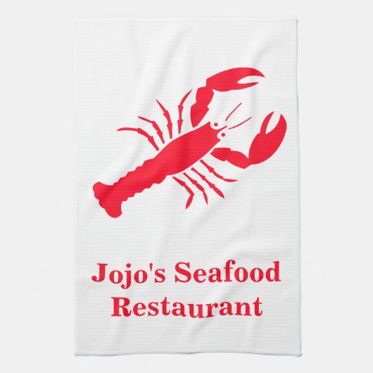 Lobster Red White Jojo's (Name) Seafood Restaurant Geschirrtuch (Vertikal)