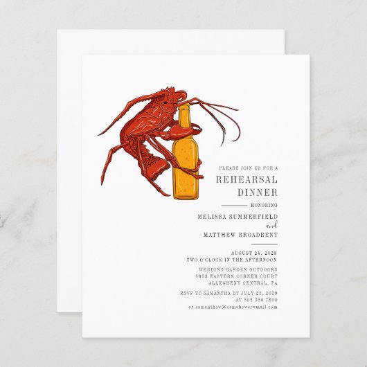 Lobster Seafood Probe Abendessen Einladung (Vorne/Hinten)