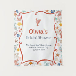 Lobster She Is a Catch Bridal Shower Banner Wandteppich