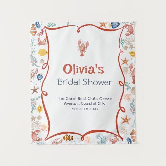 Lobster She Is a Catch Bridal Shower Banner Wandteppich (Vorderseite)