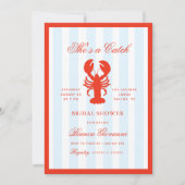Lobster She's a Catch Beach Coastal Bridal Shower Einladung (Vorderseite)