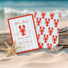 Lobster She's a Catch Beach Coastal Bridal Shower Einladung