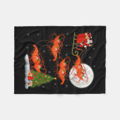 Lobster Shrimp Santa Sleigh Flying Funny Magical C Fleecedecke (Vorderseite (Horizontal))