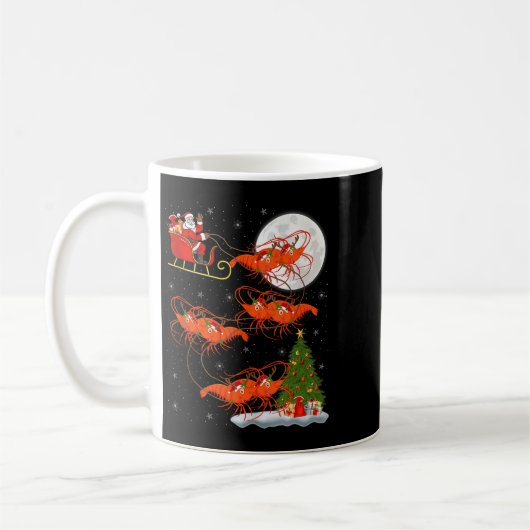 Lobster Shrimp Santa Sleigh Flying Funny Magical C Kaffeetasse (Links)