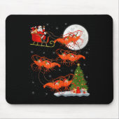 Lobster Shrimp Santa Sleigh Flying Funny Magical C Mousepad (Vorne)