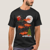 Lobster Shrimp Santa Sleigh Flying Funny Magical C T-Shirt (Vorderseite)