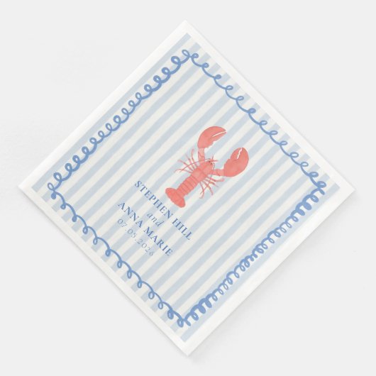 Lobster Stripe Nautical Wedkin Serviette (Ecke)