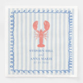 Lobster Stripe Nautical Wedkin Serviette (Vorderseite)