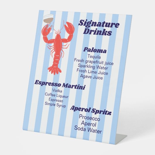 Lobster Theme Cocktail Pedestal Schild (Vorderseite)