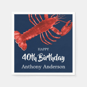 Lobster Themed Dark Blue Fun Geburtstagsparty Cust Serviette