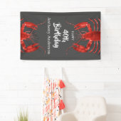 Lobster Themed Dark Gray Fun Birthday Party Custom Banner (Insitu)