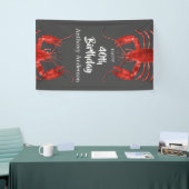 Lobster Themed Dark Gray Fun Birthday Party Custom Banner (Messeveranstaltung)