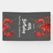 Lobster Themed Dark Gray Fun Birthday Party Custom Banner (Horizontal)