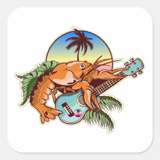 Lobster ukulele quadratischer aufkleber (Vorderseite)