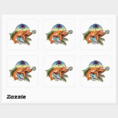 Lobster ukulele quadratischer aufkleber (Blatt)