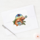 Lobster ukulele quadratischer aufkleber (Umschlag)
