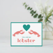 Lobster Valentinstag Feiertagspostkarte (Stehend Vorderseite)