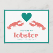 Lobster Valentinstag Feiertagspostkarte (Vorderseite)
