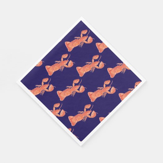 Lobster Watercolor Pattern Wedding Serviette (Ecke)