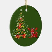 Lobster With Christmas Scafts Santa Hat Keramik Ornament (Rechts)