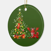 Lobster With Christmas Scafts Santa Hat Keramik Ornament (Links)