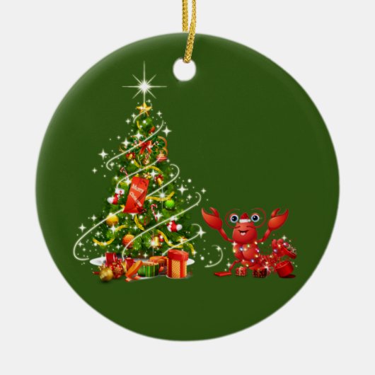 Lobster With Hat LIGHTS Christmas Keramik Ornament (Vorne)