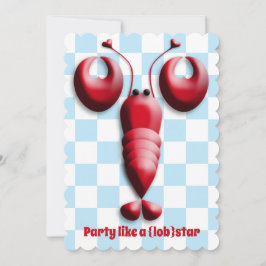 Lobsterfest Lobsterbake Niedlich Rote Lobster Herz Einladung