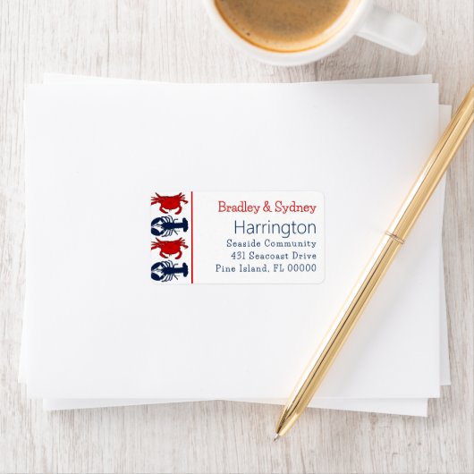 Lobsters Crabs Patriotic Large Address Label Adressaufkleber (Insitu)