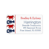 Lobsters Crabs Patriotic Large Address Label Adressaufkleber (Vorne)