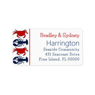 Lobsters Crabs Patriotic Large Address Label Adressaufkleber