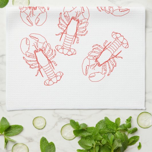 Lobsters Galore Tea Towel Geschirrtuch (Gefaltet)