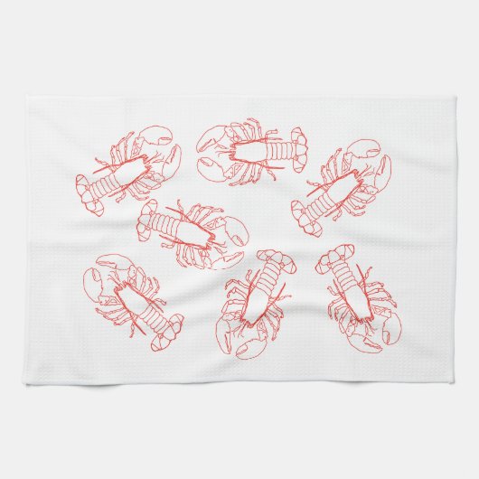 Lobsters Galore Tea Towel Geschirrtuch (Horizontal)