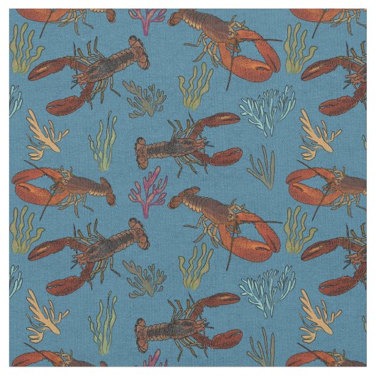 Lobsters in the Sea Patterned Stoff (Nahaufnahme)