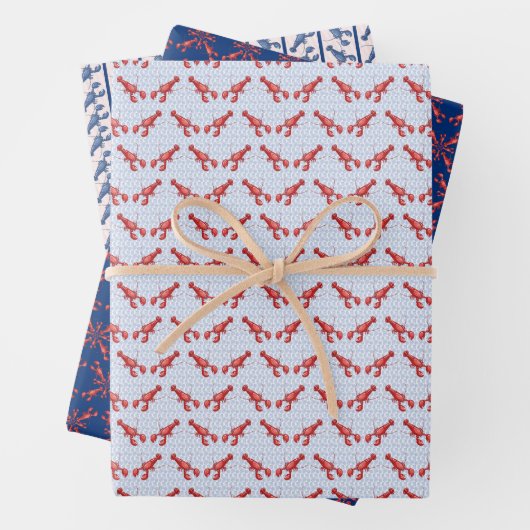 Lobsters Wrapping Paper Flat Sheet Set of 3 Geschenkpapier Set (Beispiel)