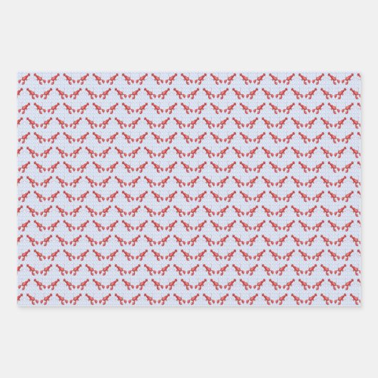Lobsters Wrapping Paper Flat Sheet Set of 3 Geschenkpapier Set (Vorderseite)