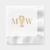 LobsterSeaOceanCouple Wedding 2 Initial Monogram Servietten Mit Folie (Vorderseite)