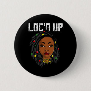 Loc’d Up Afro Schwarze Frauenbekleidung, Afroameri Button