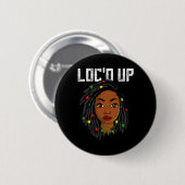 Loc’d Up Afro Schwarze Frauenbekleidung, Afroameri Button (Vorne & Hinten)
