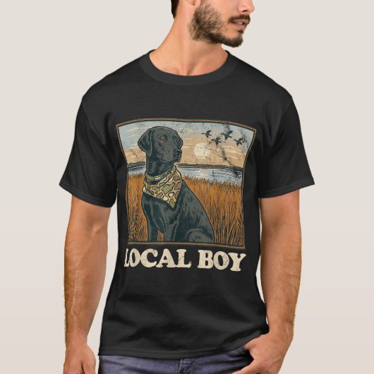 Local Boy Black Lab Jagd Hunde Marsch T-Shirt (Vorderseite)