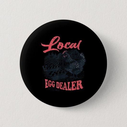 Local Egg Er Retro Chicken Funny Farmer Easter Adu Button (Vorderseite)