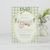 Local Grown Gingham Baby Mädchen Dusche Einladung (Stehend Vorderseite)