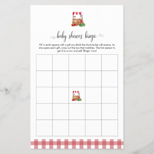 Locally Grown Baby Shower Bingo Game Market Flyer (Vorne)