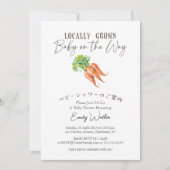 Locally Grown Baby Shower Carrot Watercolor Rustic Einladung (Vorderseite)