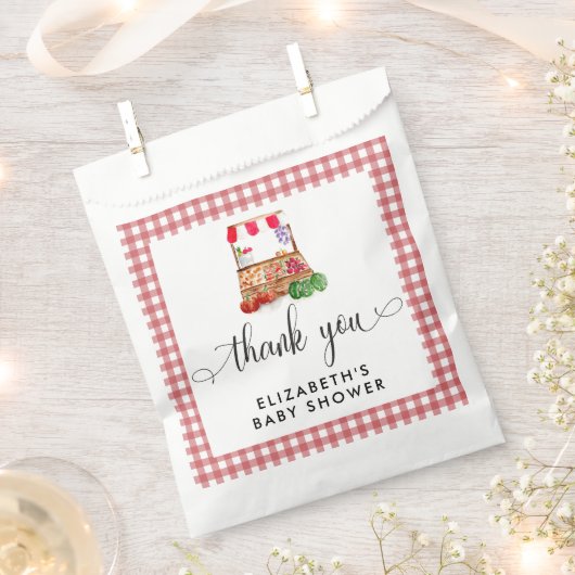 Locally Grown Baby Shower Carrots Gingham Geschenktütchen (Ausgeschnitten)