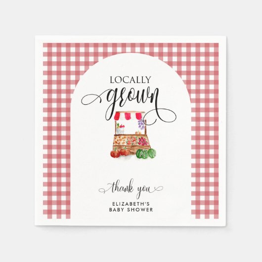 Locally Grown Baby Shower Carrots Gingham Serviette (Vorderseite)