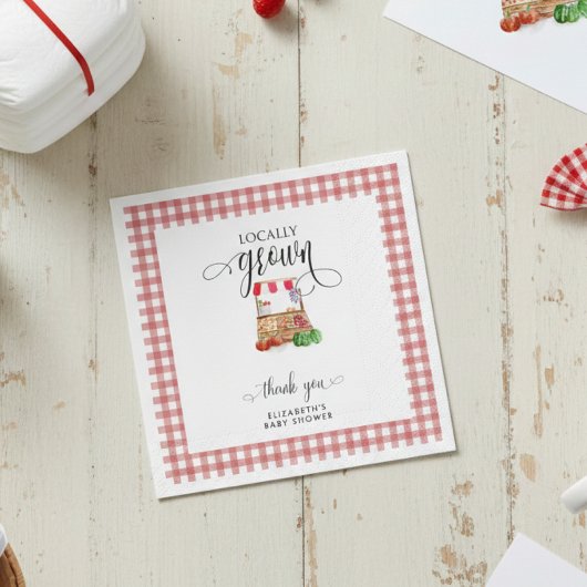Locally Grown Baby Shower Carrots Gingham Serviette